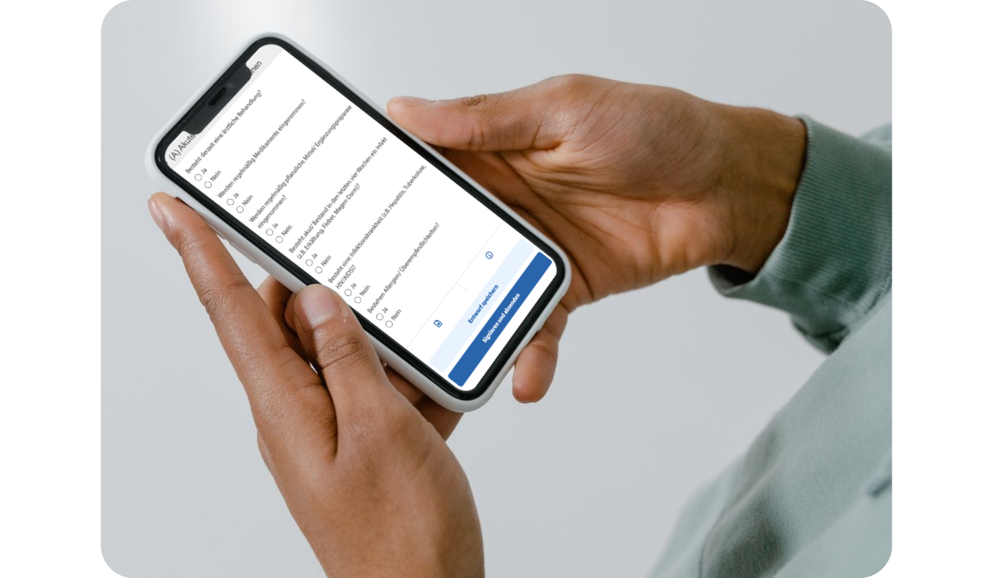 Patientenportal samedi Formulare Anamnese